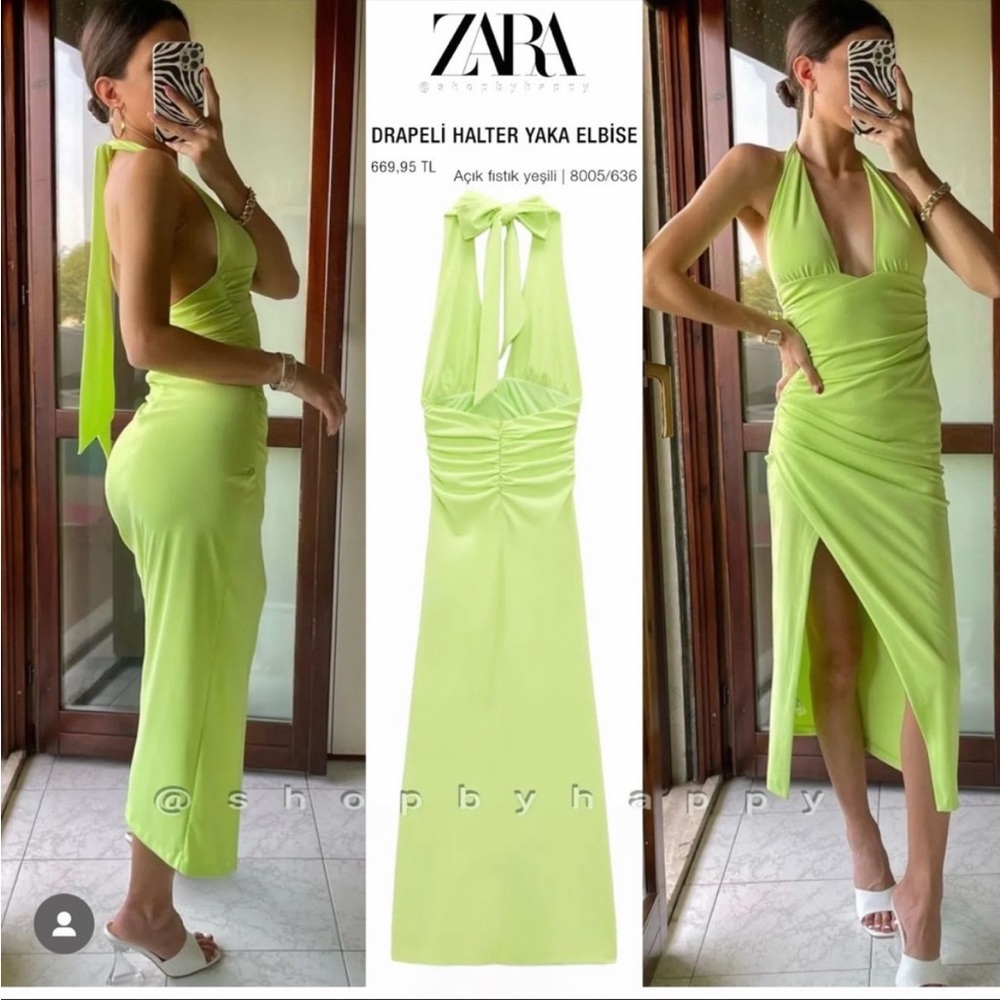 ZARA DRAPED HALTER DRESS size small